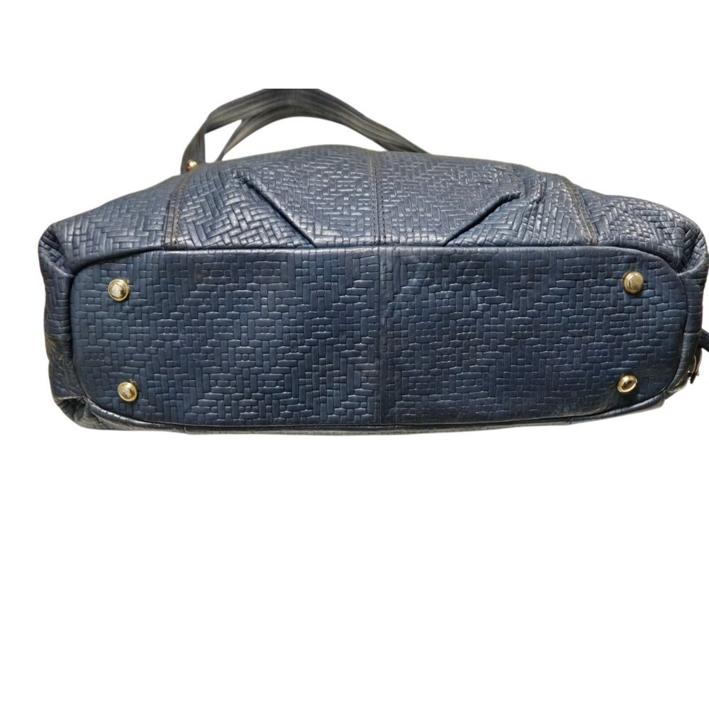 B. Makowsky Genuine Leather Slouch Hobo Shouder Bag And Card Case Textured Blue - Picture 7 of 13
